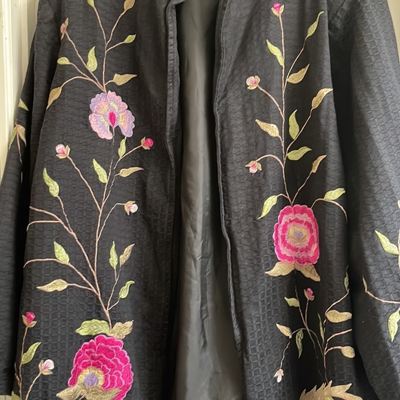 June 3♻️Maggie Barnes Black Pink Green Purple Floral Blazer Suit Jacket size 4x - Picture 9 of 17